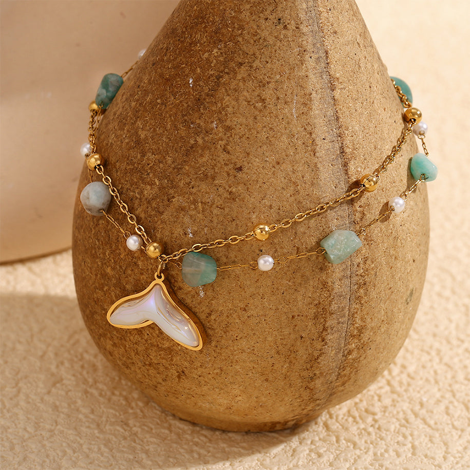 Charming anklet featuring a mermaid tail and amazonite