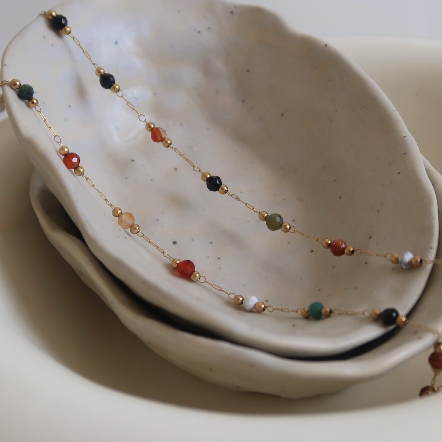 beaded necklace with crystal embellishments