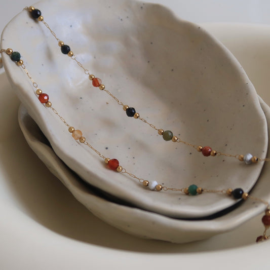 beaded necklace with crystal embellishments