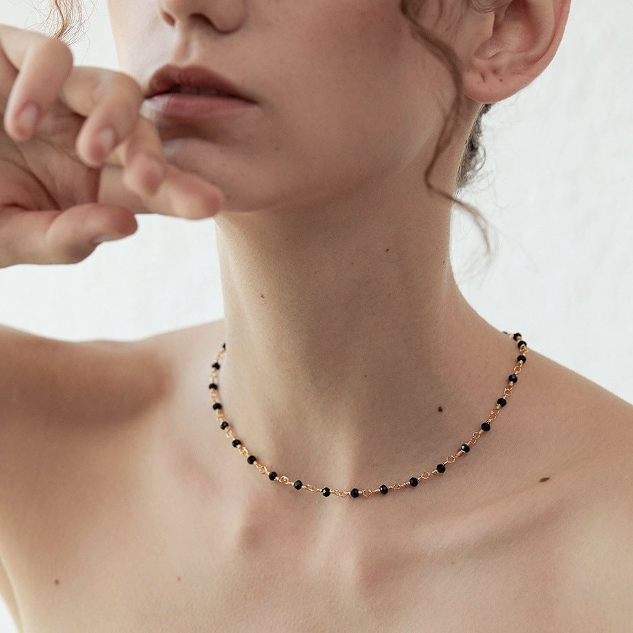 Sleek black spinel choker, modern design