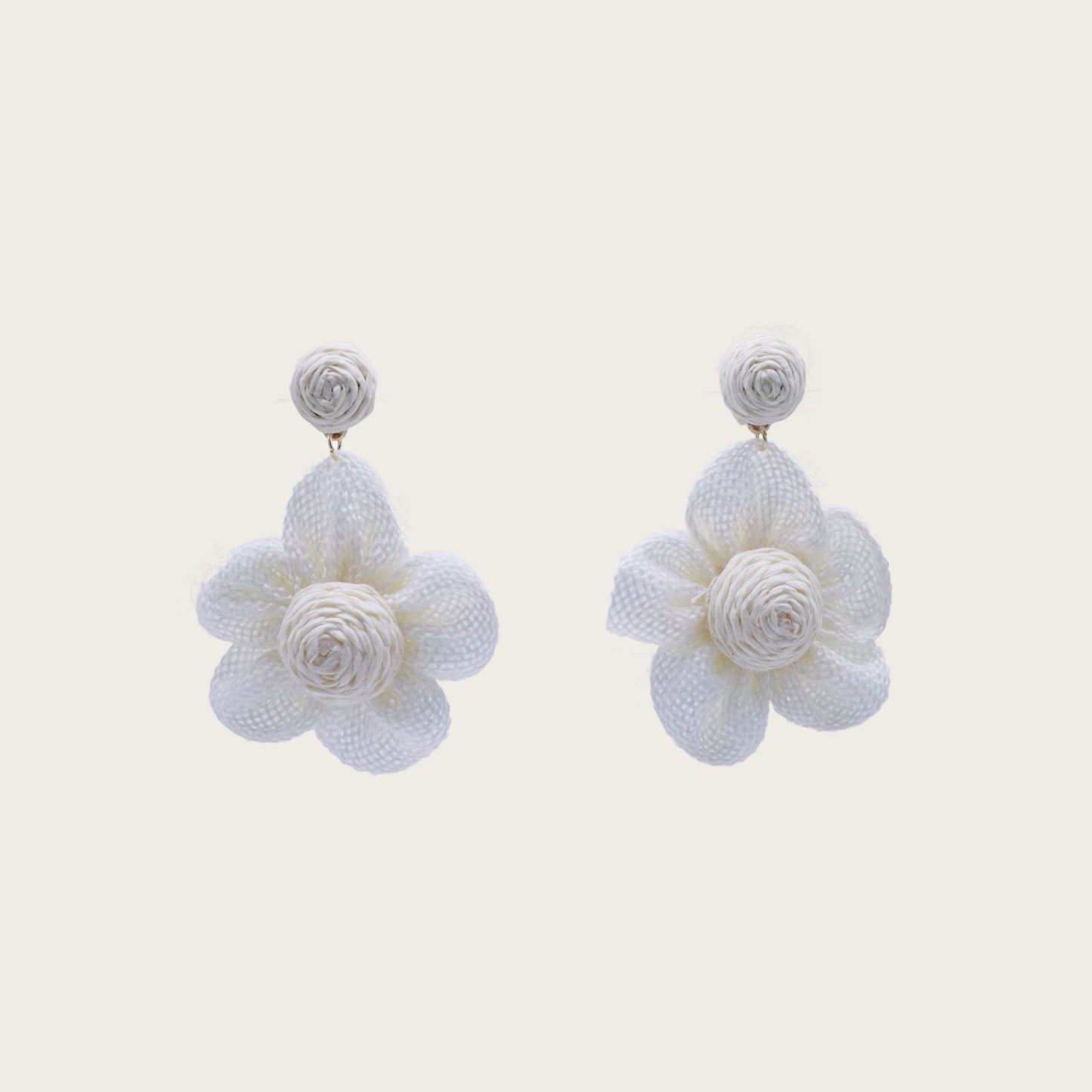 Boho Rattan Floral Drop Raffia Earrings