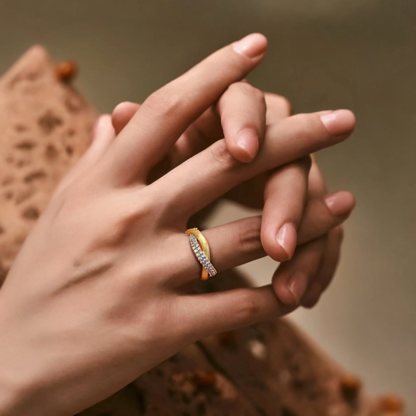 luxury ring with brushed twist design