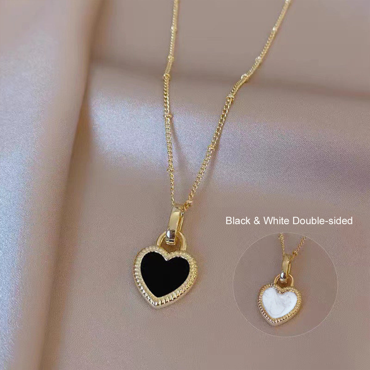 black and white heart pendan
