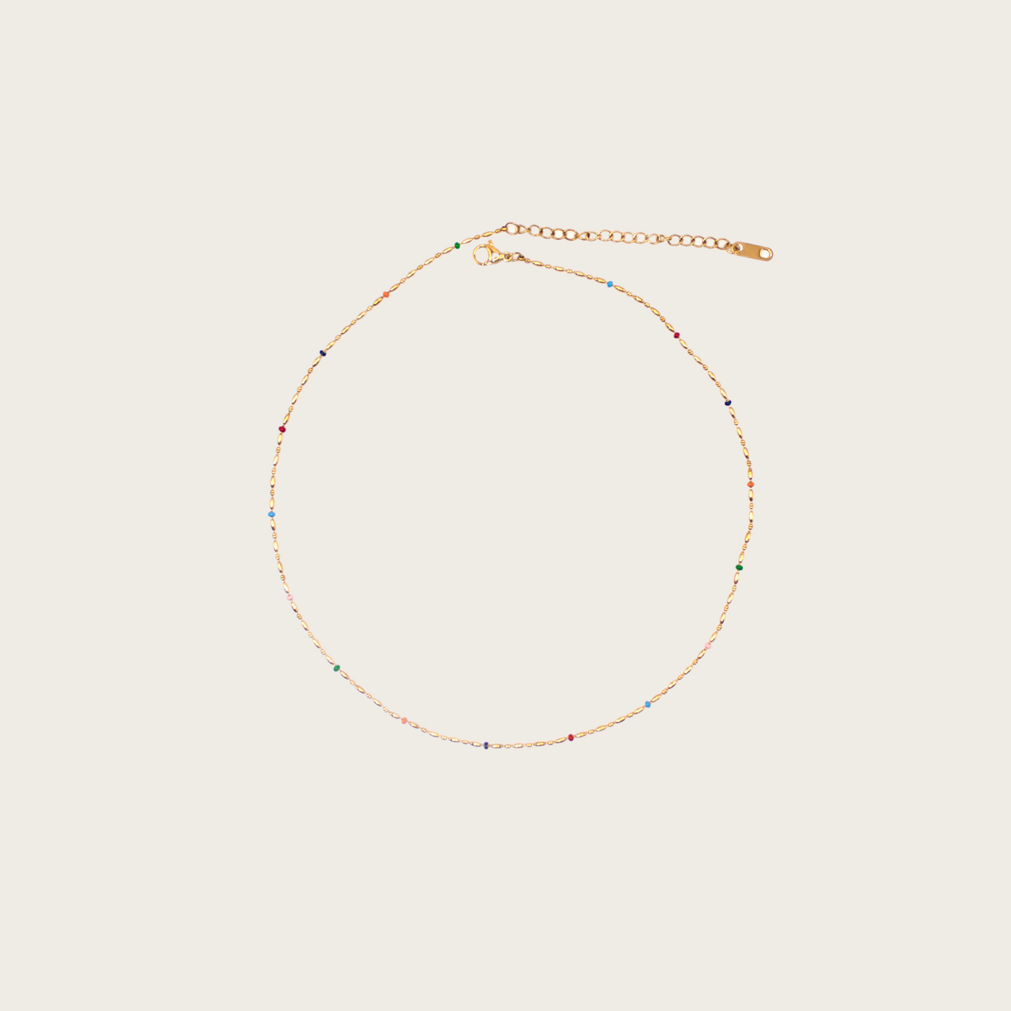 Beaded choker featuring vibrant enamel accents