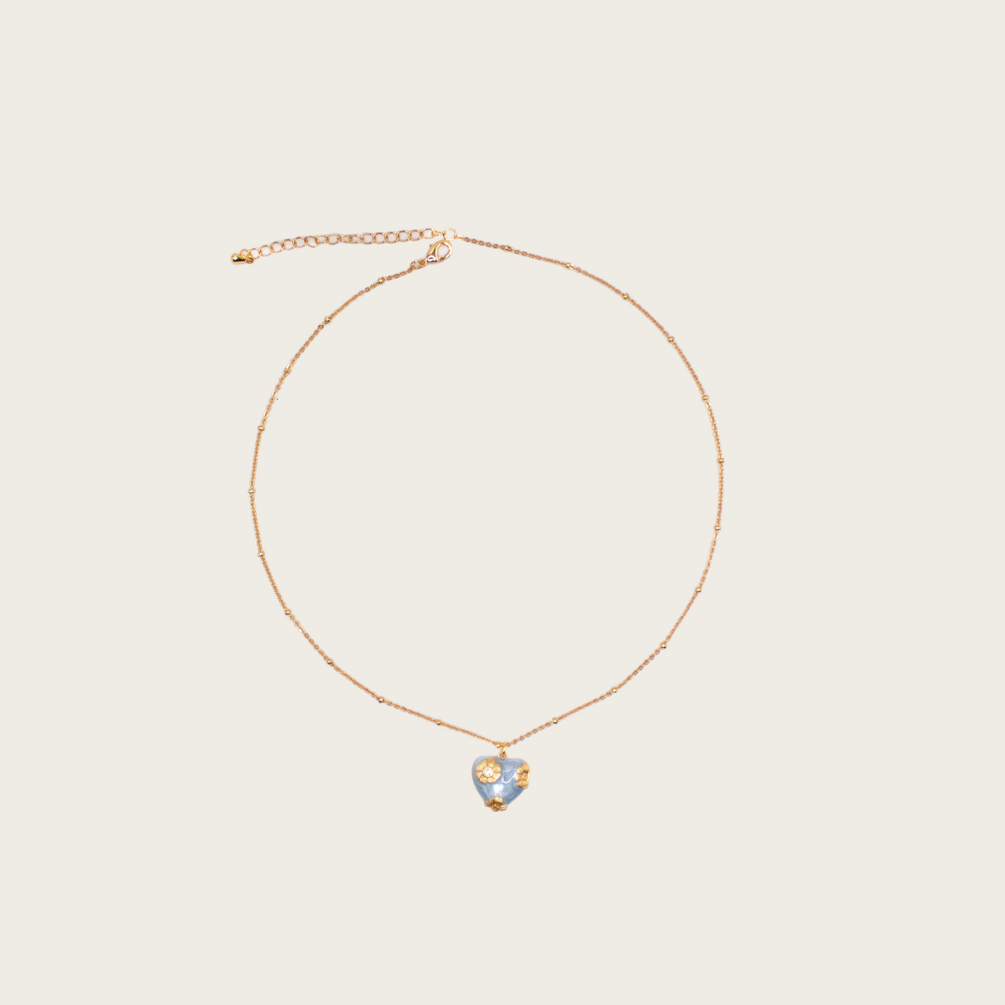 Heart-shaped enamel pendant necklace, minimalist style