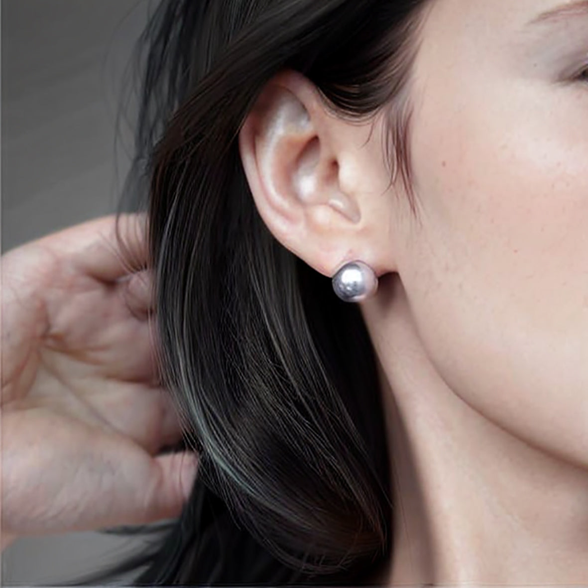 Chic gray glass pearl studs for everyday elegance