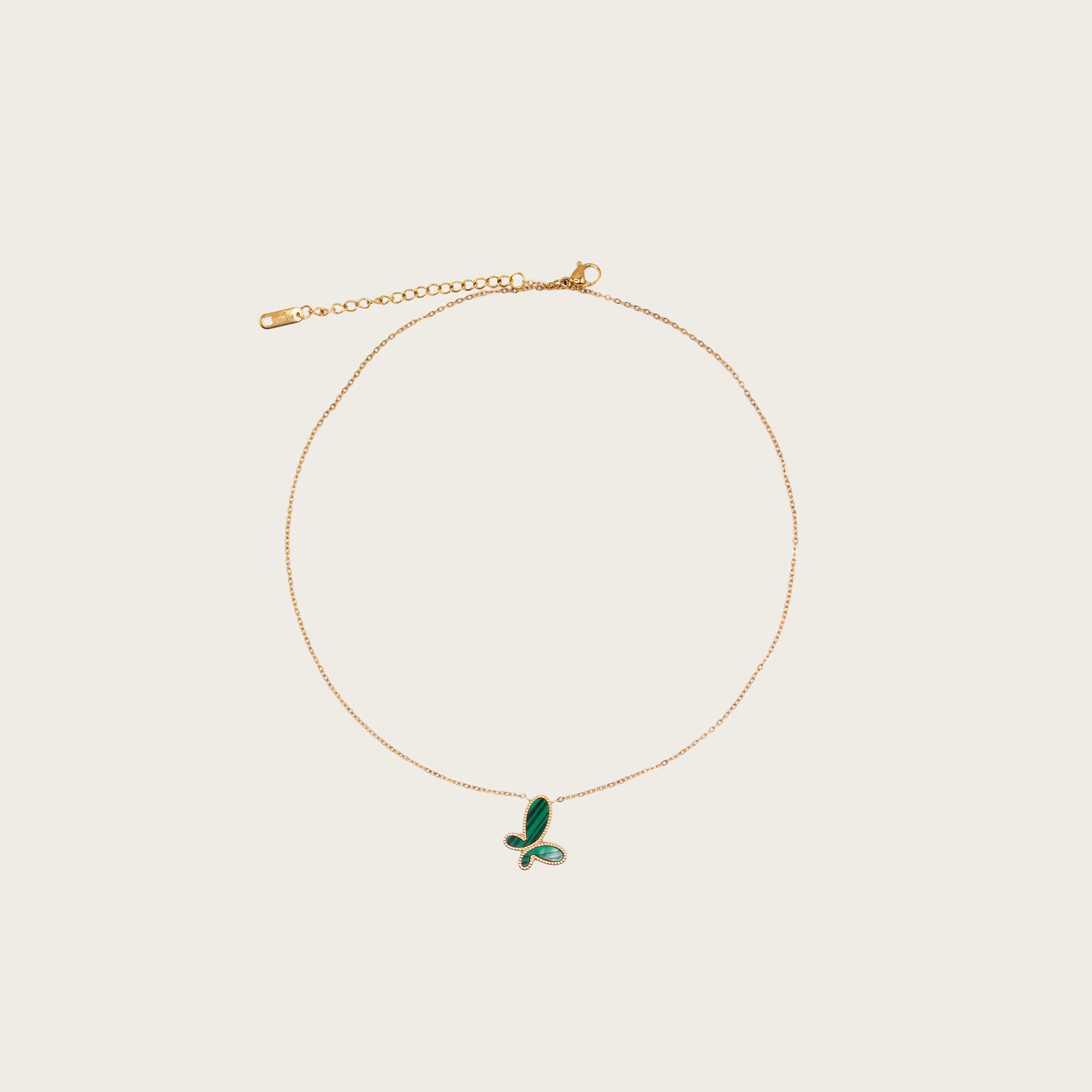 Charming green butterfly pendant necklace, nature-inspired