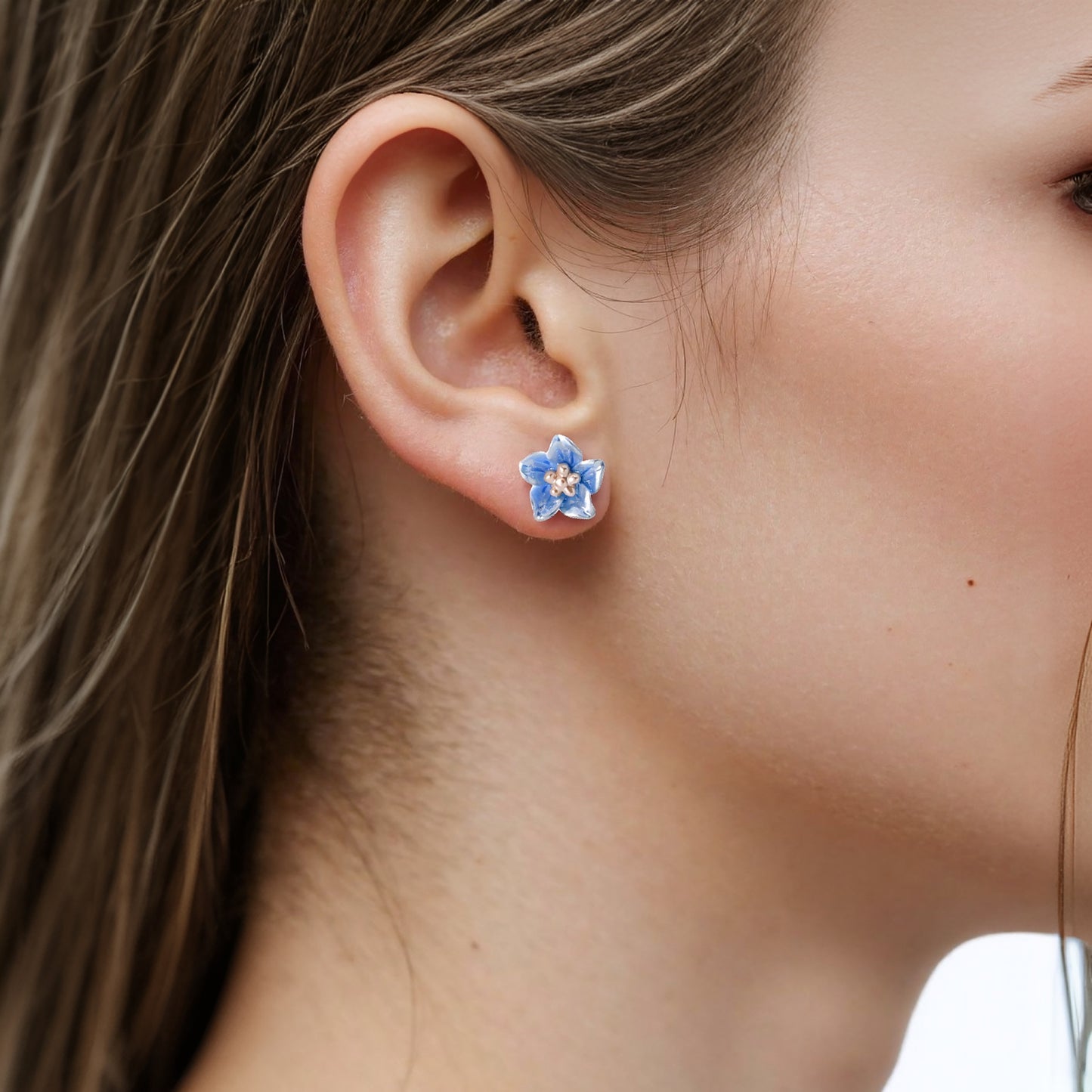 Klein Blue Flower Stud Earrings