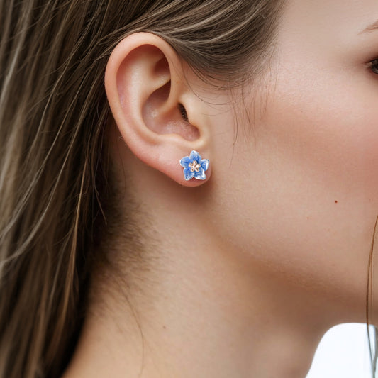 Klein Blue Flower Stud Earrings