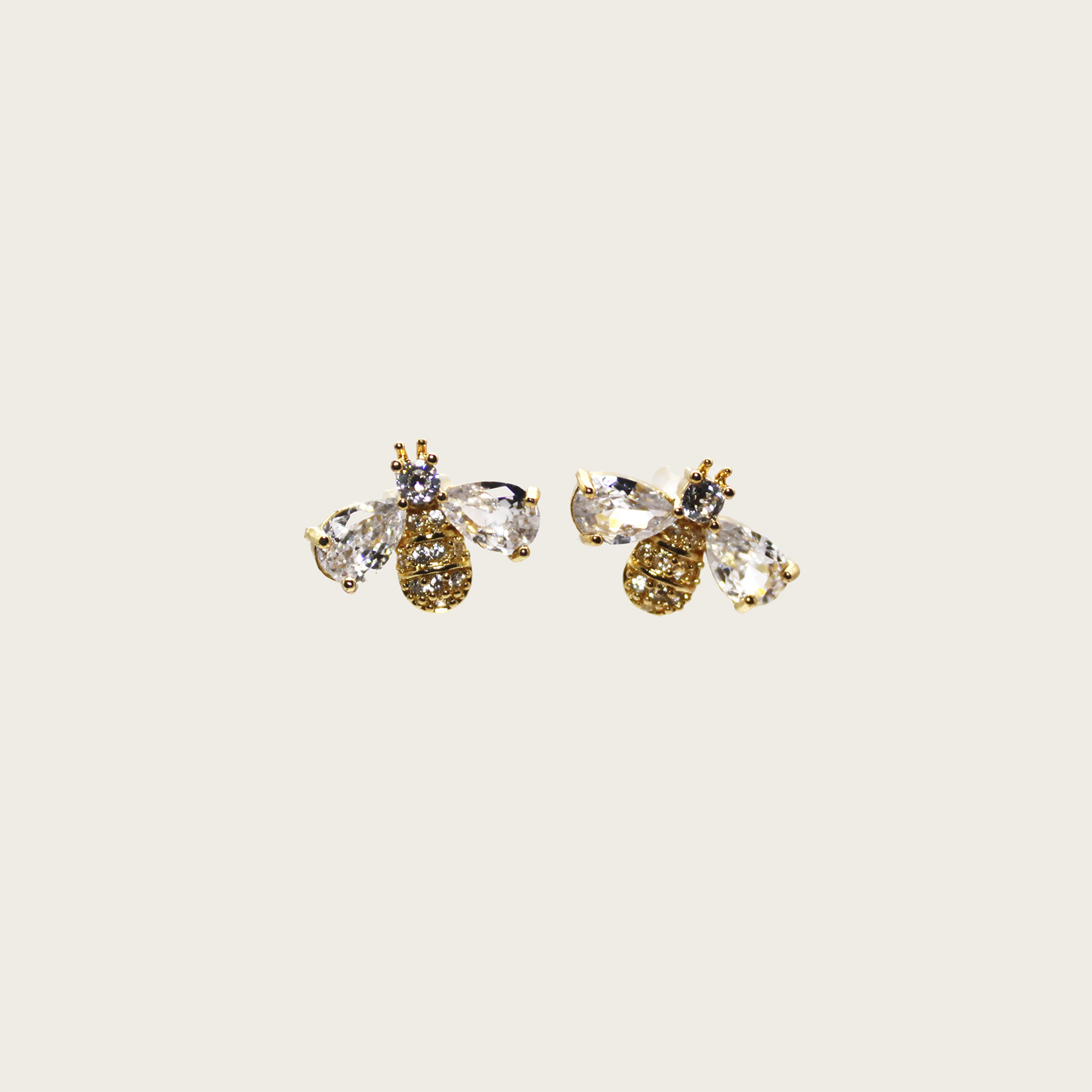 Charming bee earrings featuring zircon accents