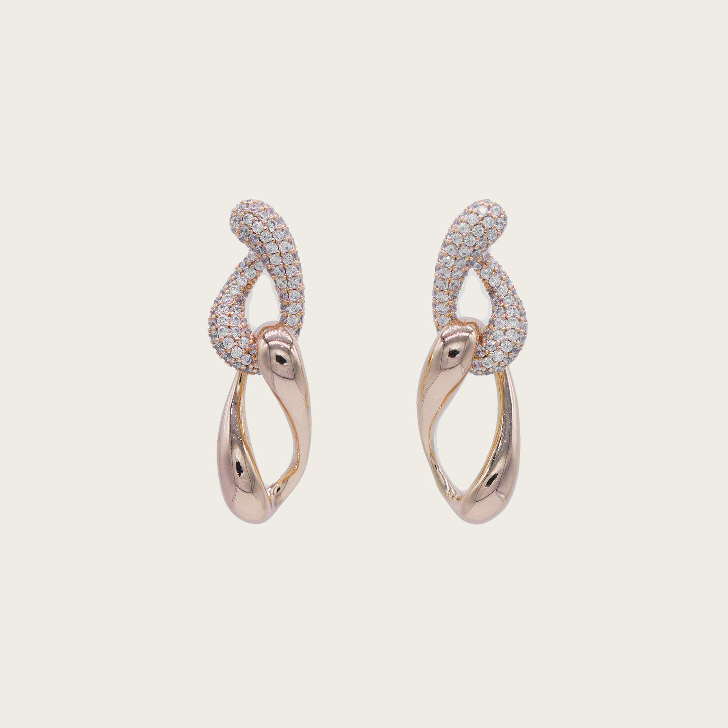 Luxury 18K solid gold twist drop earrings with intricate spiral design and teardrop silhouette