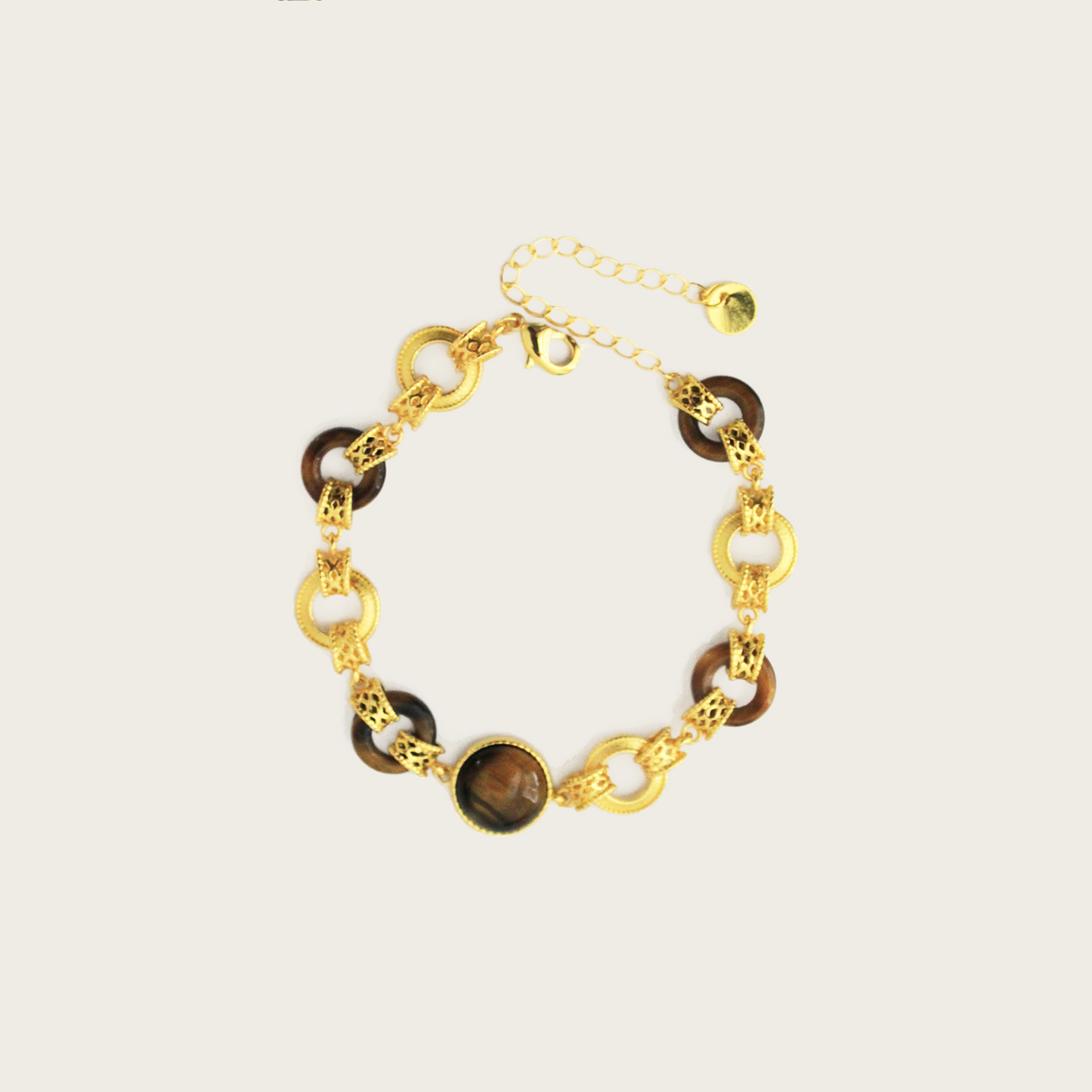 Elegant bracelet with tigerite gemstones, vintage style