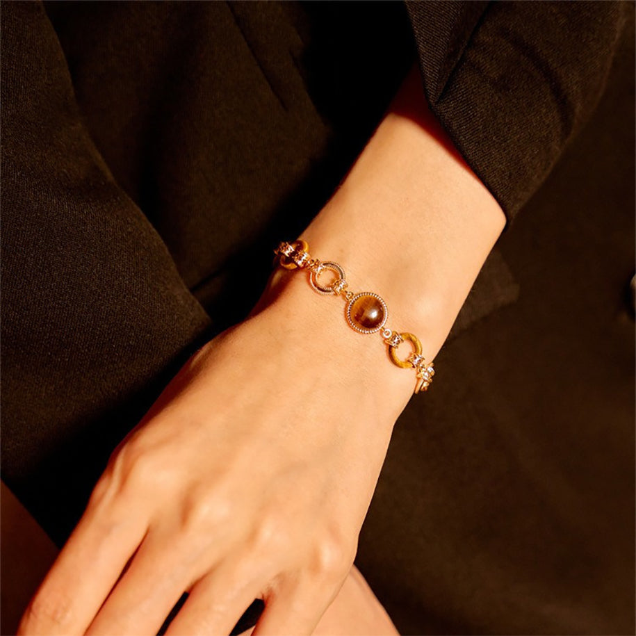 Timeless tigerite bracelet with vintage charm