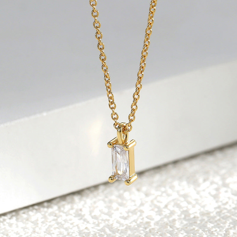 Charming cube zircon pendant on a delicate necklace