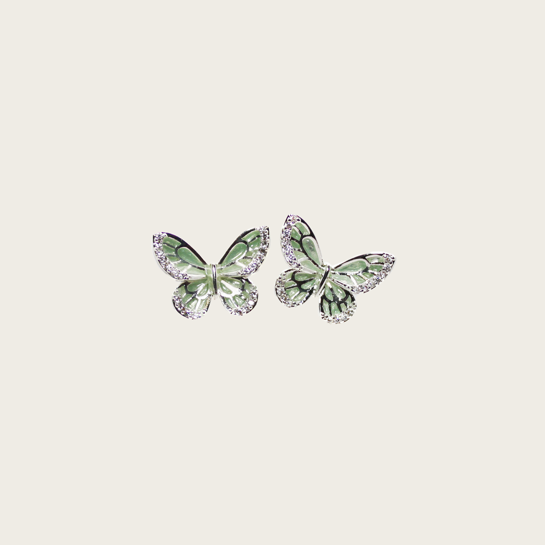 Charming mint green butterfly earrings, minimalist style