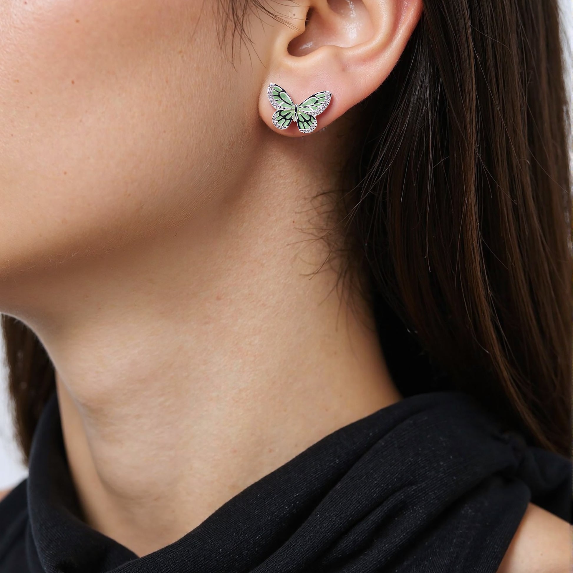 Charming mint green butterfly earrings, minimalist style