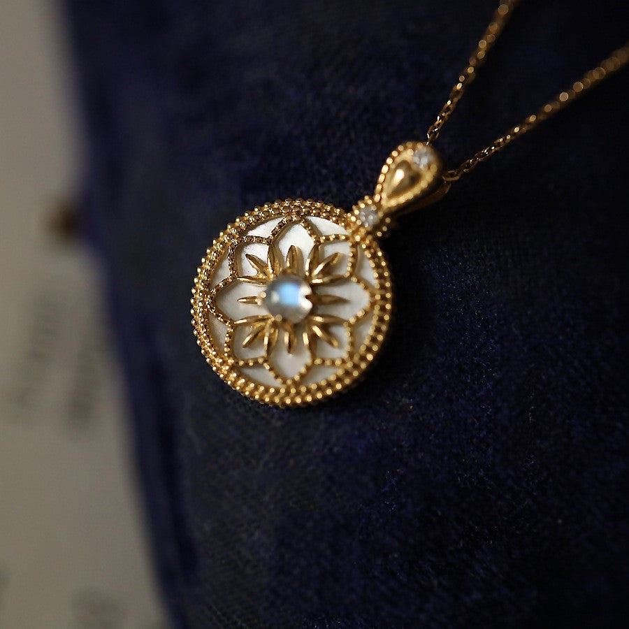 Timeless pendant necklace with moonstone charm