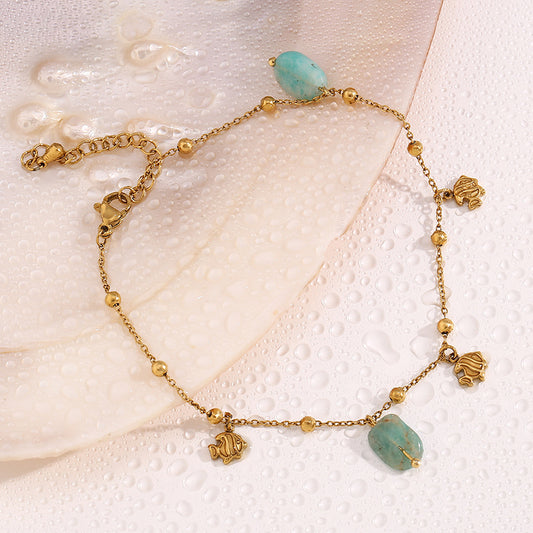 Elegant anklet featuring a sea fish amazonite charm