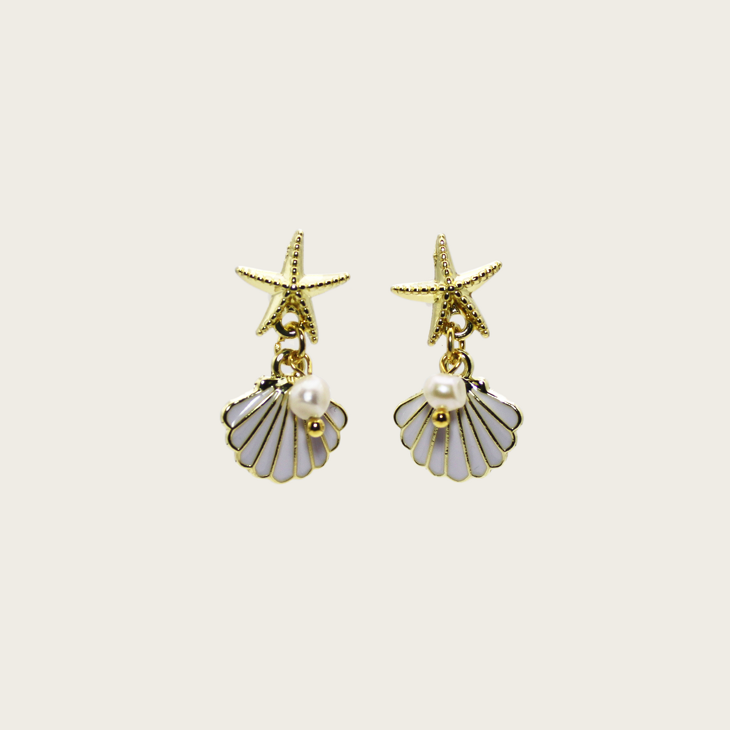 Starfish Pearl Drop Earrings