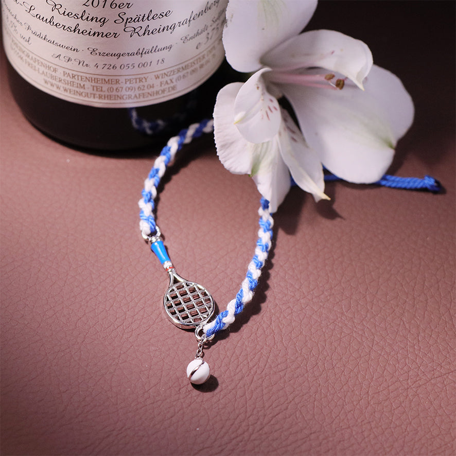 Chic tennis racket cord bracelet, perfect for sports enthusiasts