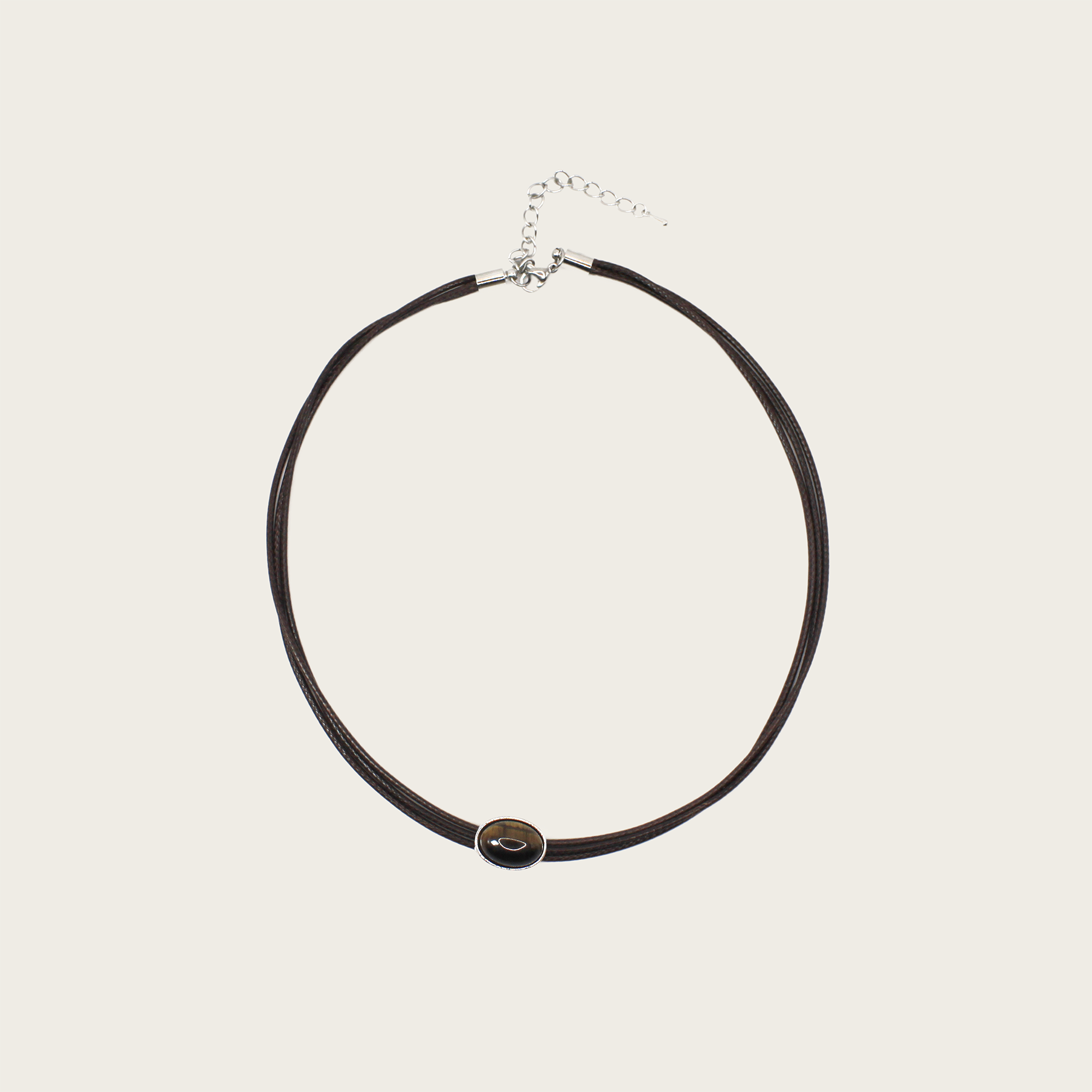 Chic necklace featuring tigerite on a leather cord