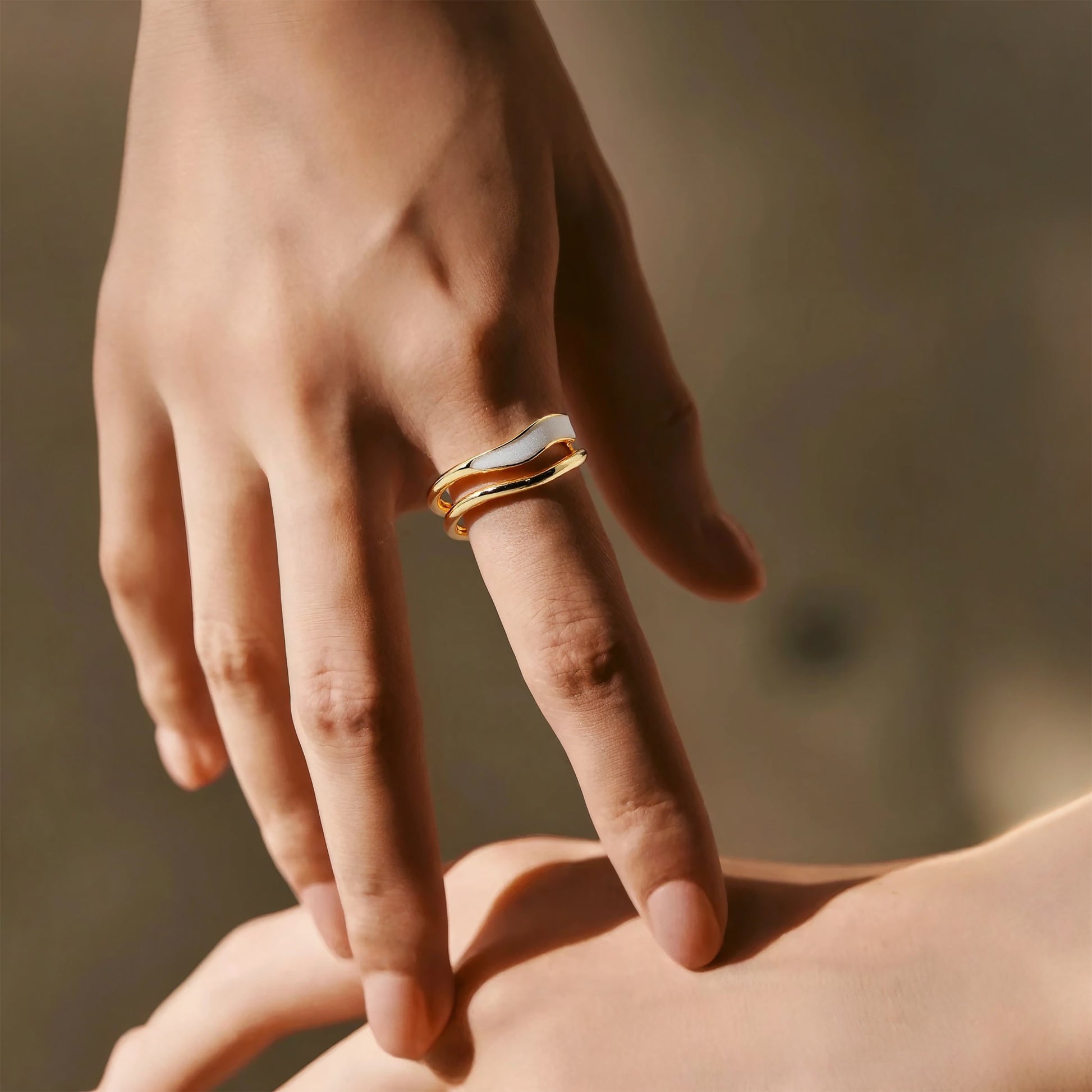 Elegant minimalist ring with white enamel finish