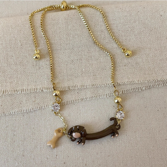 Delightful bracelet with a wiener puppy design
