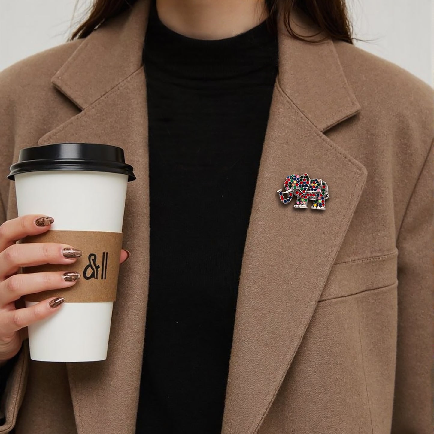 color zircon elephant brooch