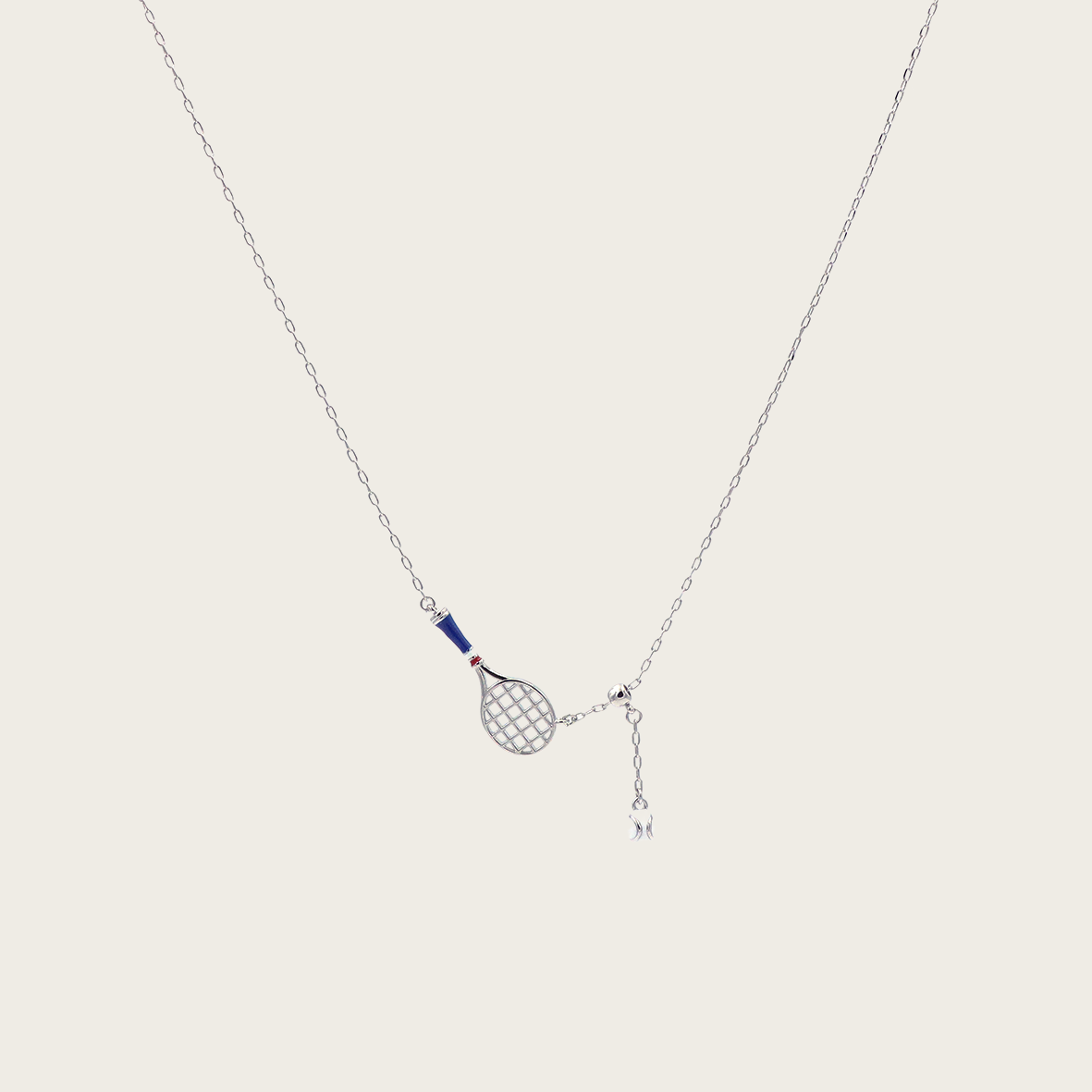 Tennis Racket Charm Necklace with a polished finish, designed for tennis lovers