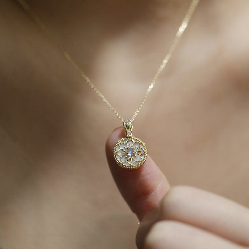 Charming moonstone pendant on a delicate necklace